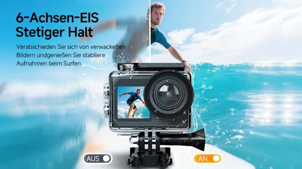 SVbony SVGO2 Action-Kamera 4K/30 fps IPX8 wasserdicht, mit Auftriebsstange, 2,0-Zoll-LCD-Touchscreen, für Tauchen, Radfahren, Surfen, Skifahren