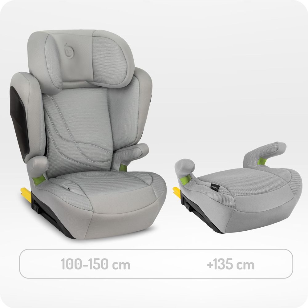 MoMi MEI Auto Kindersitz i-SIZE 100-150cm – Bis 36kg – Gruppe 2/3 - ISOFIX – Grau