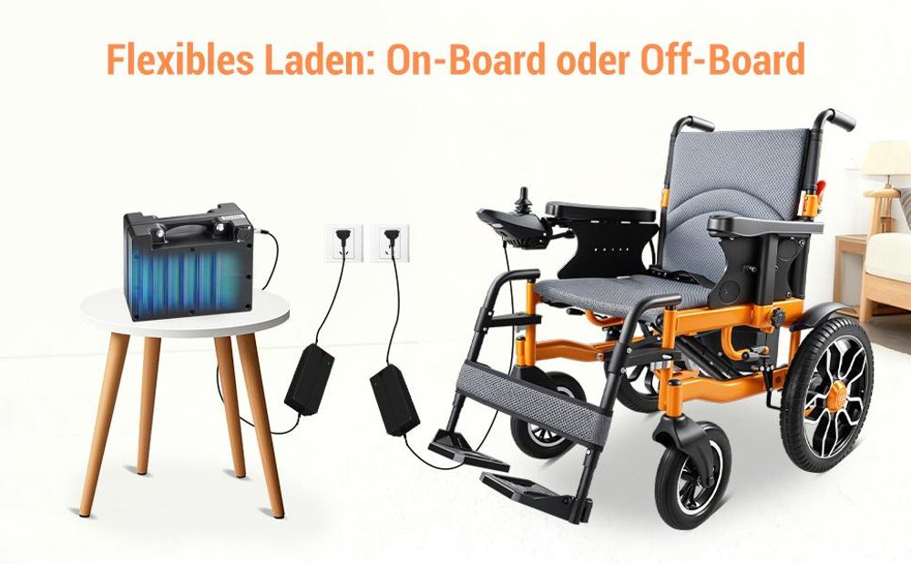 Elektrorollstuhl faltbar mit Joystick, Rollstuhl für Erwachsene, 24V Akku, Sicherheitsgurt, Armlehnen, Fußstützen, bis 150 kg, Pflege
