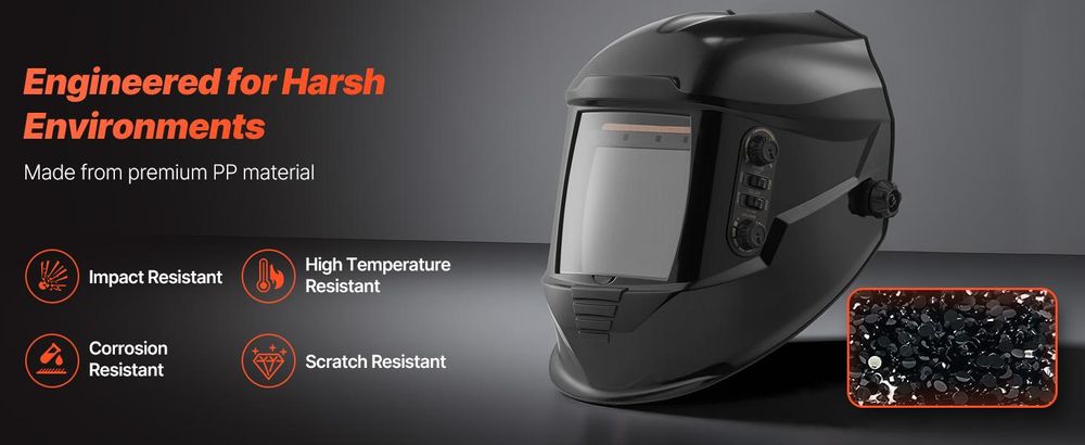 VEVOR Schweißhelm mit automatischer Abdunkelung, 100 x 59,4 mm True Color Schweißhaube, solarbetriebene Schweißmaske mit 4 Lichtbogensensoren, breiter Schutzbereich 4/5-9/9-13 für TIG MIG ARC Schweißen Schleifen Schneiden - METIS Serie, 100x95 mm, Glänzend Schwarz