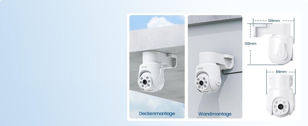 ZOSI 2MP Kabelgebunden Überwachungskamera Set mit Audio, 8CH 500GB DVR und 4X PTZ TVI Aussenkameras, Personen- und Fahrzeugerkennung