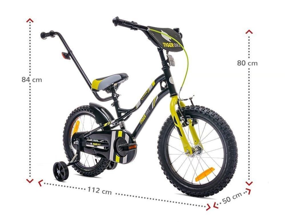 Bicicleta infantil con dimensiones indicadas en la imagen