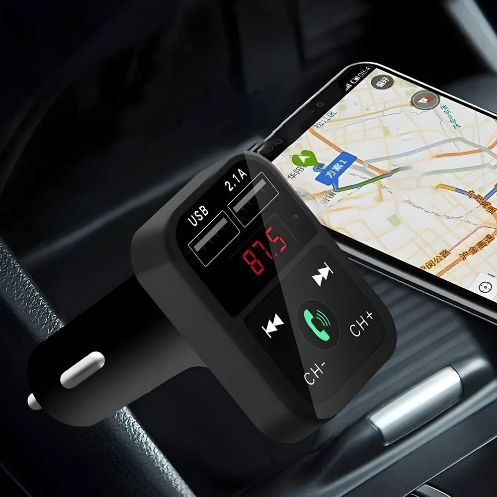 Bluetooth FM Transmitter für Auto Rot Leuchte Drahtloser Radio Kfz-Empfänger Adapter mit Freisprecheinrichtung Dual USB Ladegerät 5V 3.4A Retoo