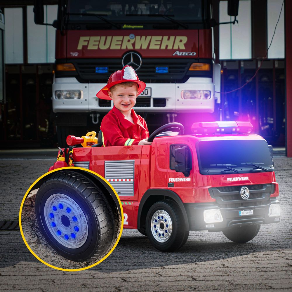 Actionbikes Motors Elektro Feuerwehr Auto| Feuerwehrauto Kinderauto - Bremsautomatik - Kinder Fahrzeug - Sirene & Blaulicht - Bluetooth - ab 3 Jahre