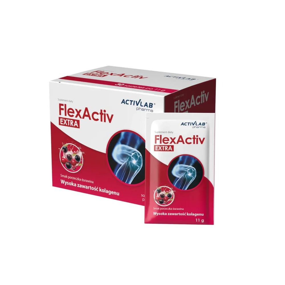 Activlab Pharma FlexActiv Extra 330 g, 30 x 11 g, Johannisbeere-Cranberry, hydrolysiertes Kollagen + Vitamin C, Gelenke