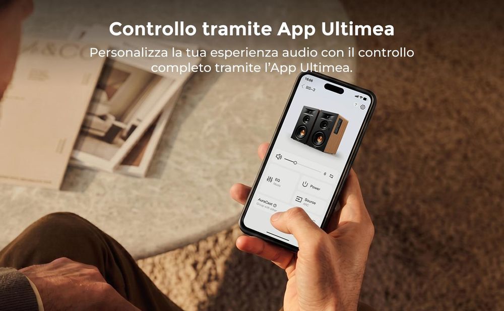 Ultimea Signature BS-30, altoparlante attivo a 3 vie, altoparlante da scaffale, compatibile HDMI