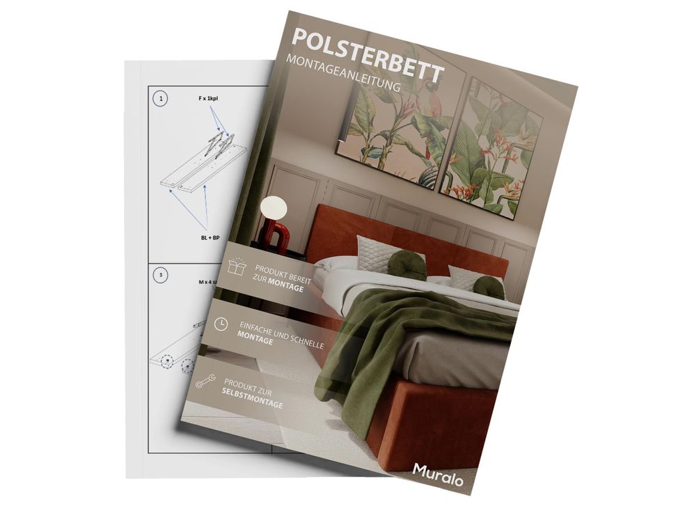 Muralo POLSTERBETT für Schlafzimmer Polsterbett mit Bettkasten Bett mit Polsterkopfteil Doppelbett 140x200 Bett mit Stauraum Creme