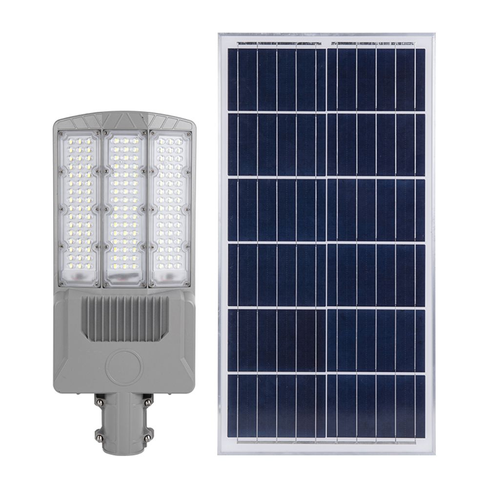 Solarpanel und LED-Lampe bilden ein komplettes Set für energiesparende Beleuchtung.