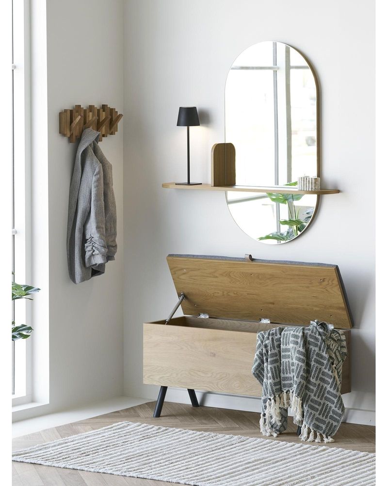 Caltra Garderobenleiste – Wandgarderobe aus massiver Eiche mit 4 Haken