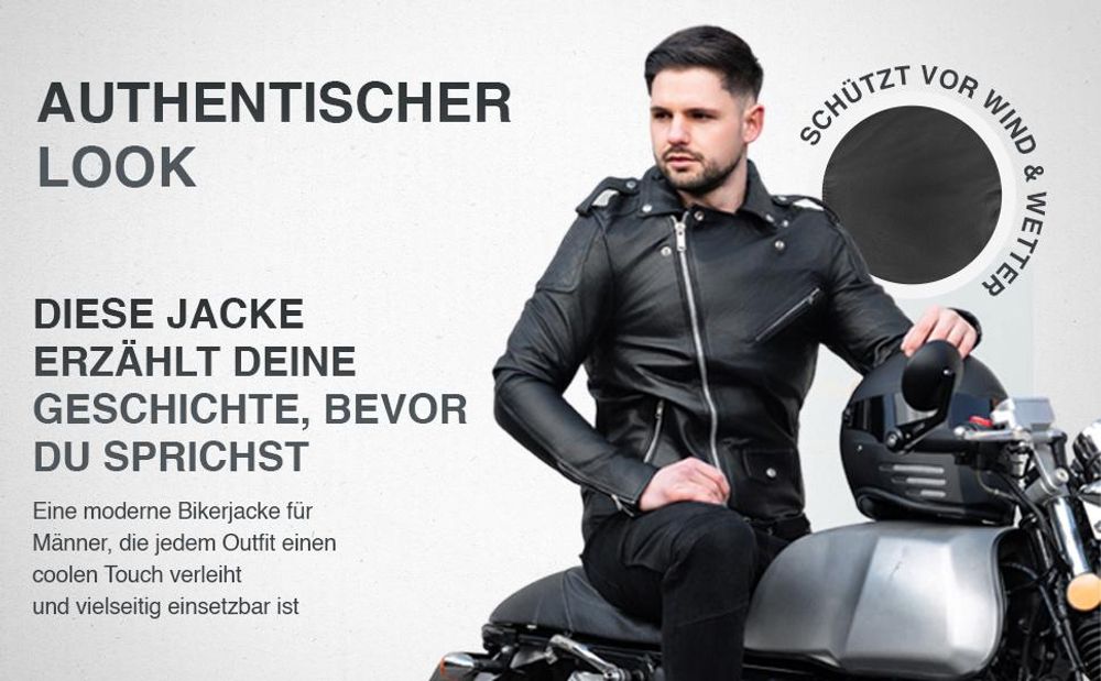 PAULGOS Herren Biker Lederjacke Echtes Leder Jacke Echtleder in 2 Farben Gr. S-5XL