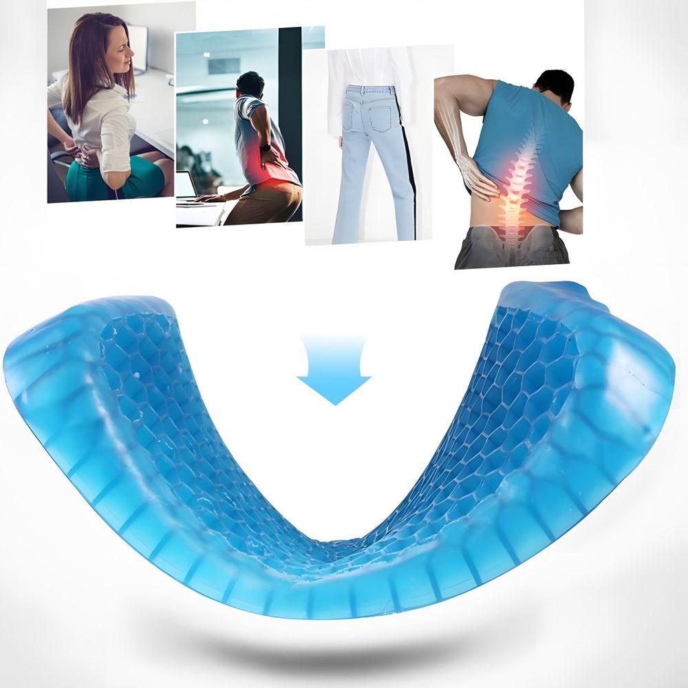 Gel Sitzkissen Orthopädisches Gel-Kissen Gelkissen Rutschfest Atmungsaktives Kissen Pad Rücken Komfort Kissen Bürostuhl Autositze + Futteral Retoo