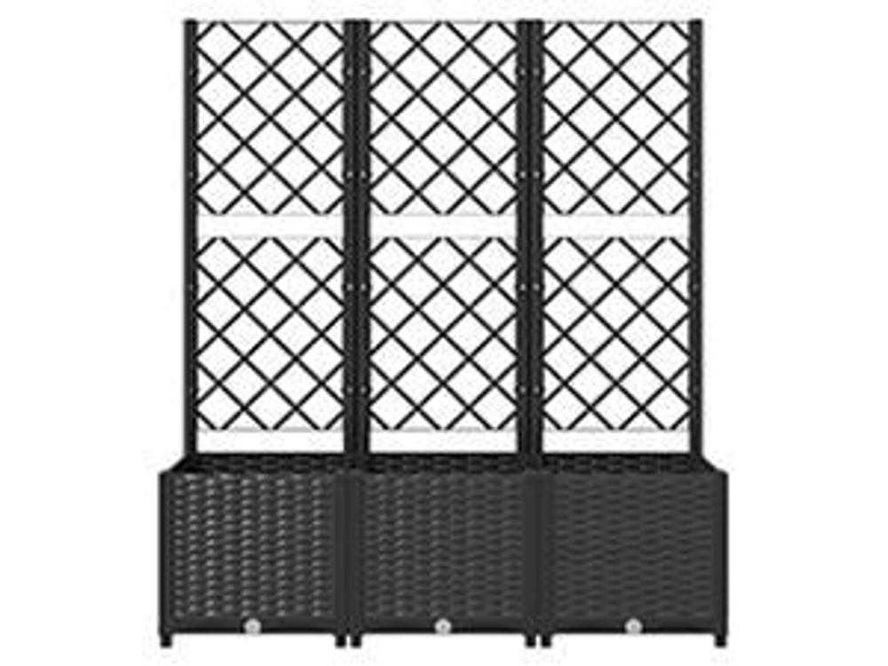 vidaXL Garten-Pflanzgefäß mit Spalier Schwarz 120 x 40 x 136 cm PP
