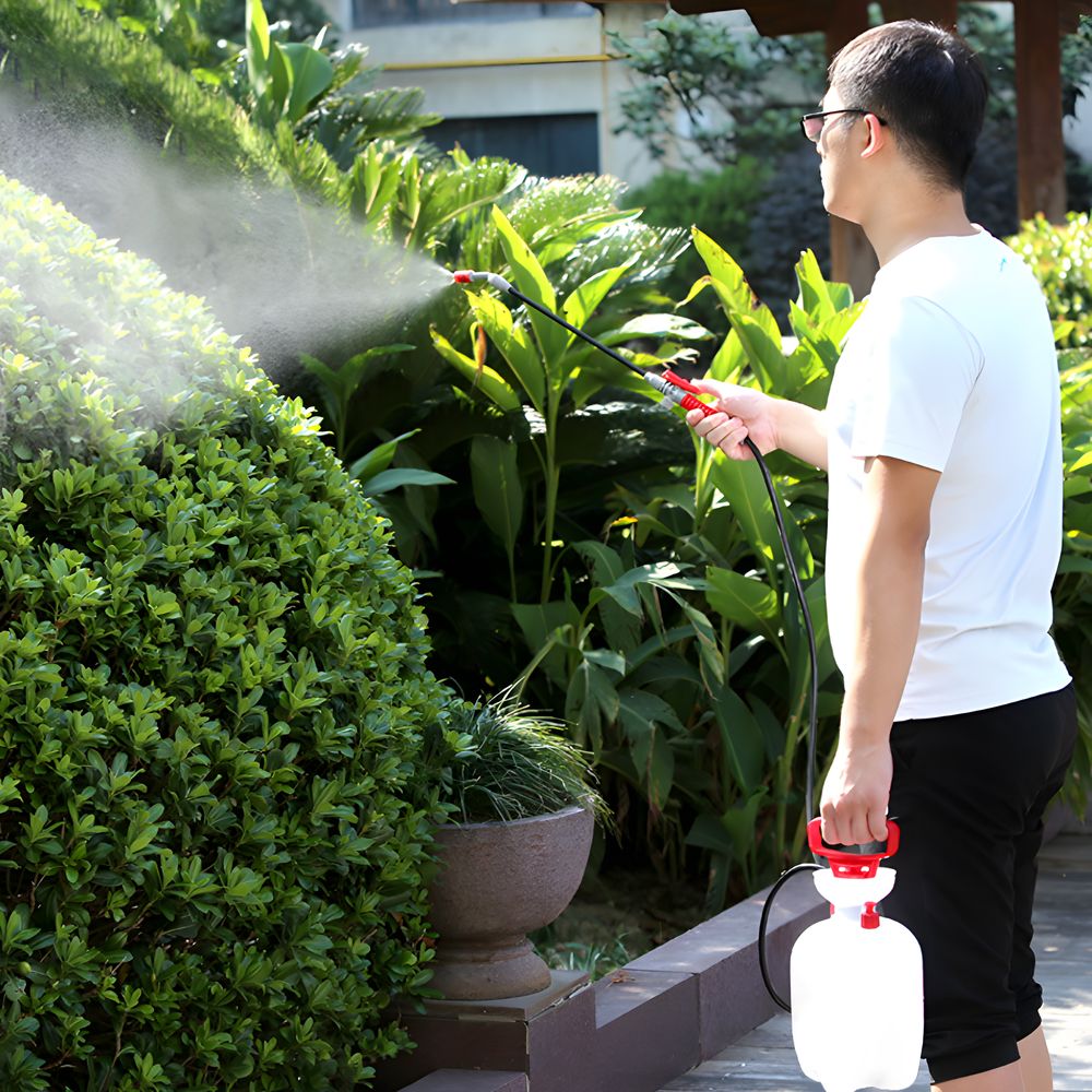 Sprühgerät 5L Drucksprüher Pumpsprüher Drucksprühgerät Gartenspritze Düse Edelstahl Schlauch 1,2 Essigsäure Wasser Dünger Pflanzenschutz Weiss Retoo
