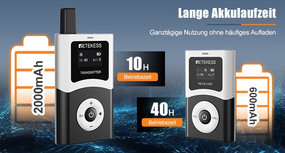 Retekess T130U (T130 4rd) Tour Guide System, Tour Guide-Headsets, Audioguide, Digitale Übertragung in Hochauflösender Klangqualität