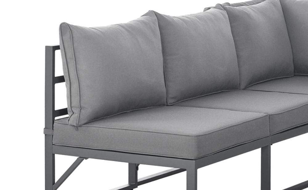 SVITA MAUI Gartenmöbel-Lounge-Set mit Dach Outdoor-Sofa Strandkorb-Sonneninsel Stahl Hellgrau