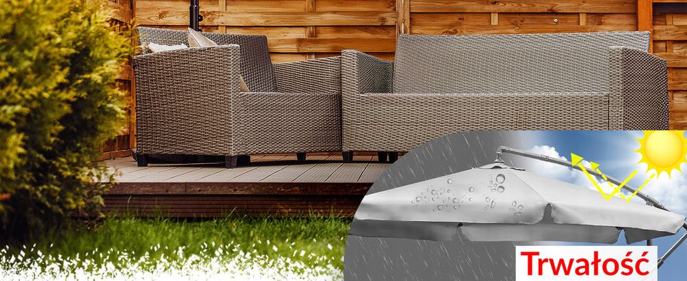 Parasol Lehmann Ø 350 cm Średnicy po materiale ze stojakiem, ochrona UV, wodoodporny (beżowy)