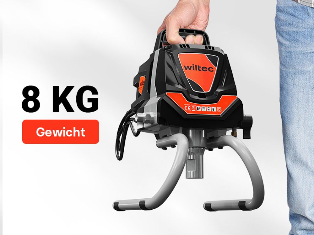 Wiltec Hochdruck Farbsprühsystem 1010 W, 207 bar, 1,5 l/min, Farbspritzgerät mit Düse und Verlängerungsstange, Farbsprühgerät für Wandfarbe