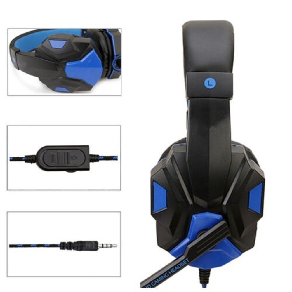 Stereo Gaming Headset Gaming-Headset Kopfhörer mit Mikrofon und Licht Over-Ear Bass Mic Kunstleder PC Laptop Xbox One PS PS4 Tablet Handy TV Retoo