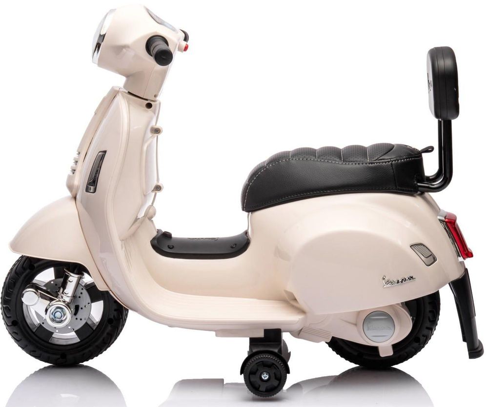 Vista laterale della Vespa Mini con ruote di supporto