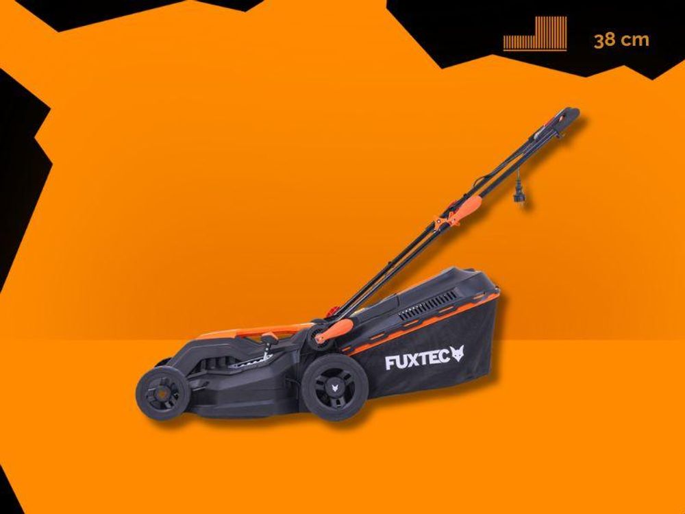 FUXTEC Elektro Rasenmäher mit Kabel  FX-RME38 - 12Kg  | Schnittbreite von 380mm  | 40L Grasfangkorb  | Leistung von 1600Watt | Antrieb von 220V