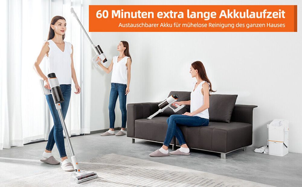 JONR VC10 Pro Akku Staubsauger, 3-in-1 Auto-Staubkollektionsstation, 27kPa Handstaubsauger, 5-stufigem HEPA-Filter, bis zu 60 Min für alle Oberflächen