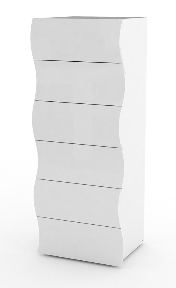 Onda Kommode – moderne Kommode mit 6 Schubkästen in Weiß Hochglanz