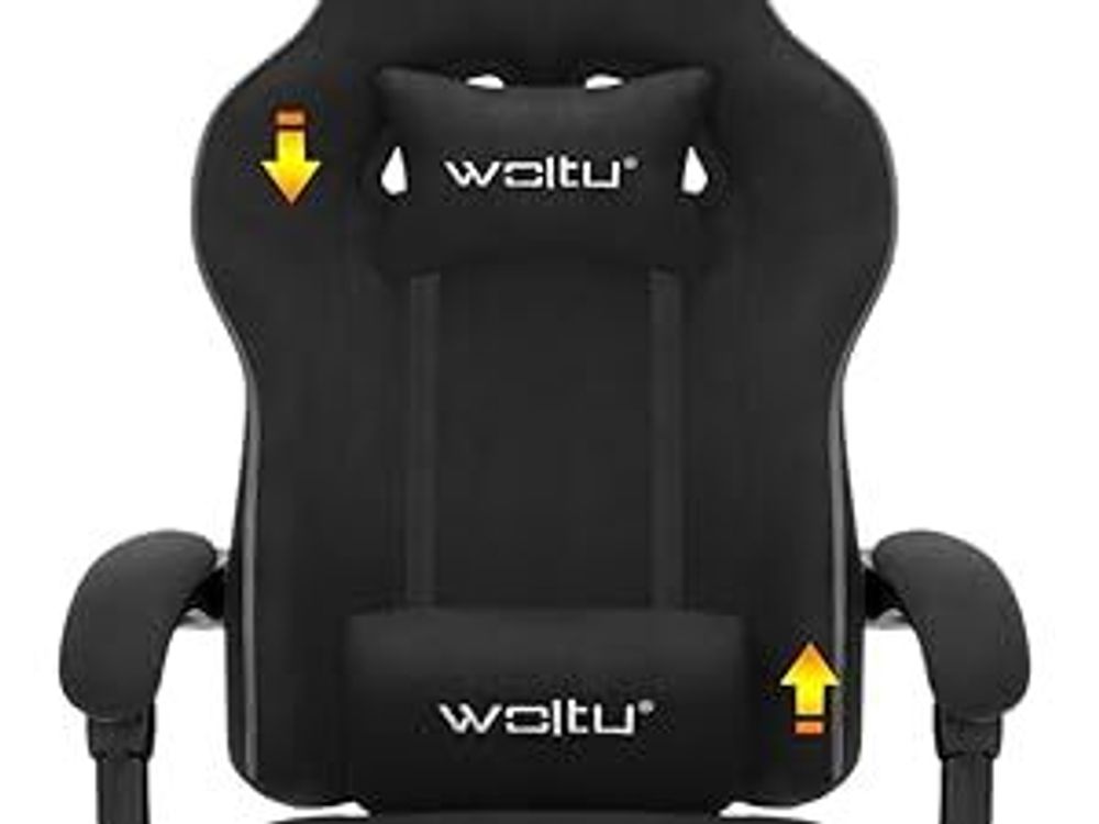 WOLTU Gaming Stuhl mit Taschenfederkissen, ergonomischer Drehstuhl, Tech-Stoff, Schwarz