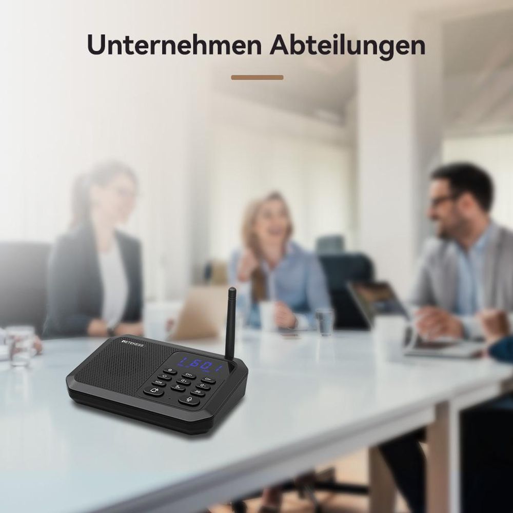 Retekess TH201 Gegensprechanlage, Drahtlose Gegensprechanlagen Für Zuhause, Reichweite 2 km, Bis Zu 99 Nebenstellen, 8-Stufige Lautstärkeregelung
