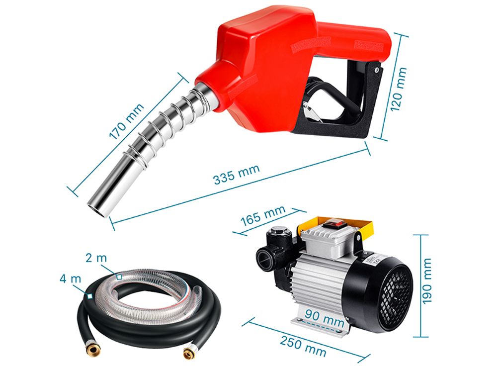 Wiltec Heizöl- und Dieselpumpe 230V/550W 60l/min selbstansaugend Pumpe mit automatischer Pistole, Kraftstoffpumpe, Absaugpumpe