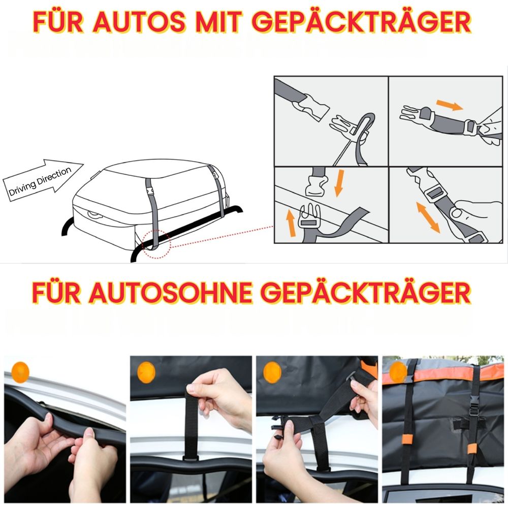 425 L Auto Dachbox Faltbare Wasserdicht Dachtasche Gepäckbox Tasche Aufbewahrungsbox mit a Antirutschmatte, 1000D wasserdichtes Oxford-Gewebe, schwarz