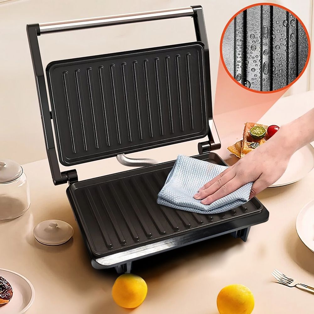 Kontaktgrill Elektrogrill Elektrischer Grillplatte Sandwichmaker Tischgrill Panini Grill Antihaftbeschichtete Platten Elektro Grill 750W Retoo