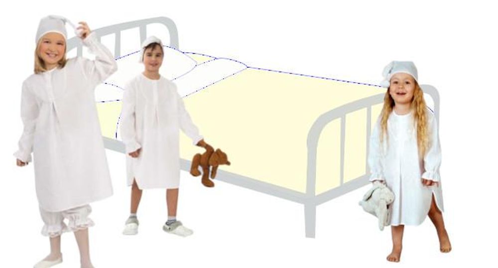 Kinder-Kostüm Nachthemd, langes Schlafhemd weiß mit passender Mütze (104/116)