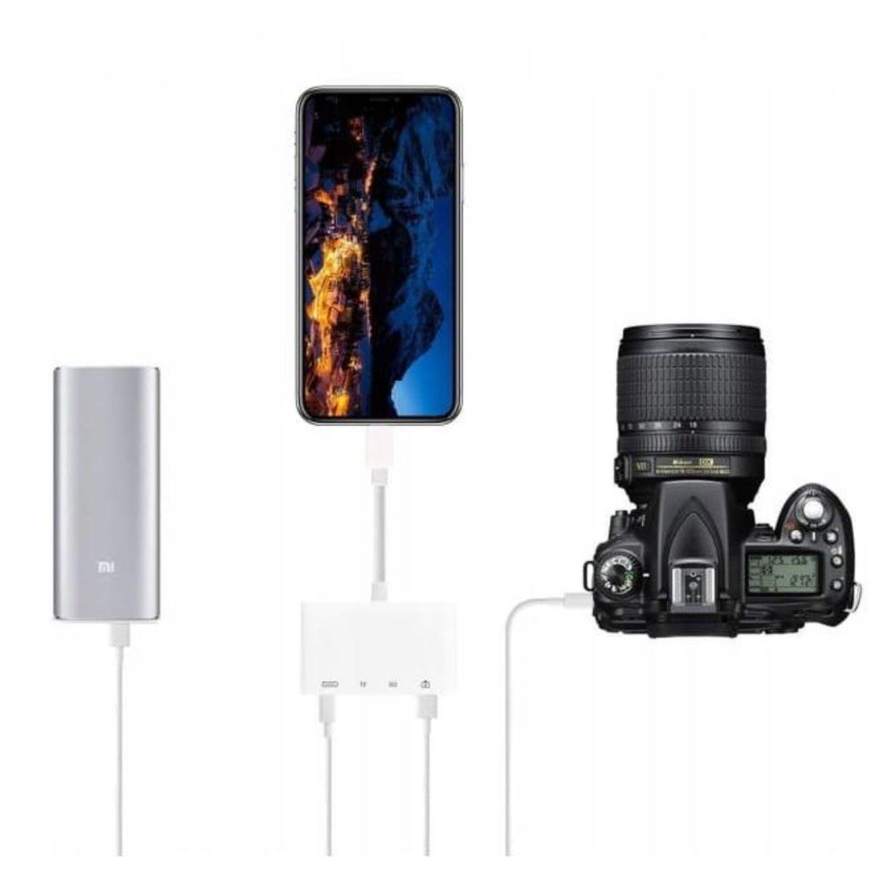 Przejściówka - Czytnik kart - Lightning - SD / Micro SD - USB OTG - Funkcja ładowania - do iPhone iPad