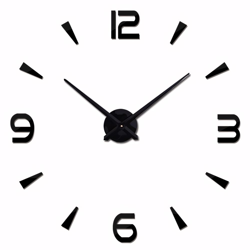 3D Wanduhr bis 130cm Wanduhren Groß Uhr Mute Decor Wandtattoo Modern Deko Geschenk Home Office Büro DIY Wohnwand Wohnzimmer Wand Design Schwarz Retoo