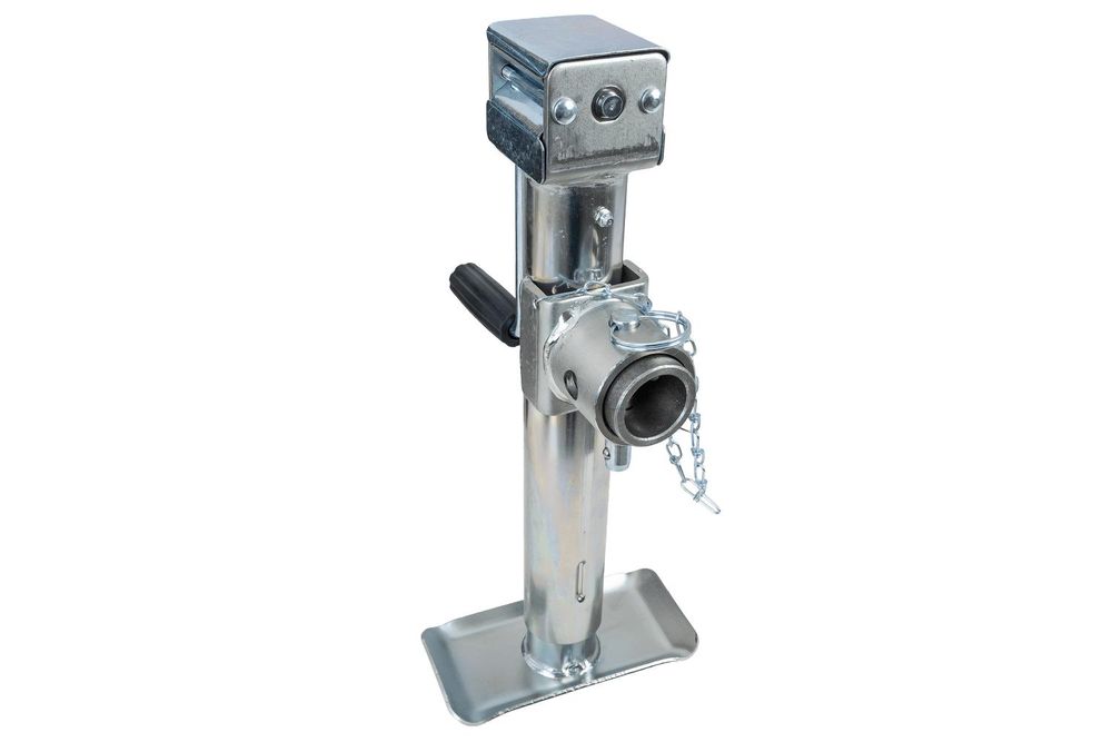 UNITRAILER Ausziehstütze TJ5001 + Adapter TJ5002A, 1300 kg, 364–614 mm, ausziehbar, für Pritschen- und Campinganhänger