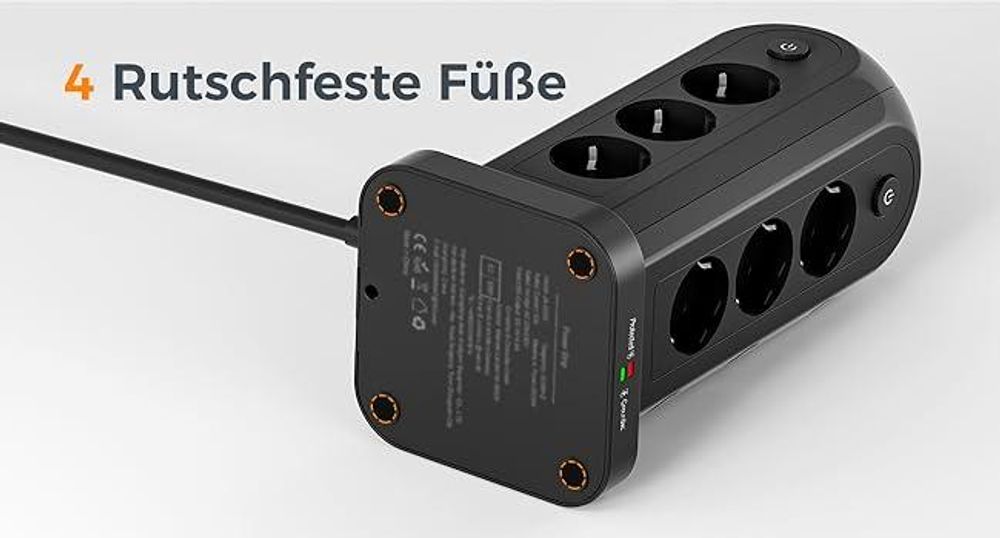 TESSAN 12 Fach Mehrfachsteckdose mit 6 USB(4 USB-A/2 USB-C) Kabel 2m Mehrfachsteckdose