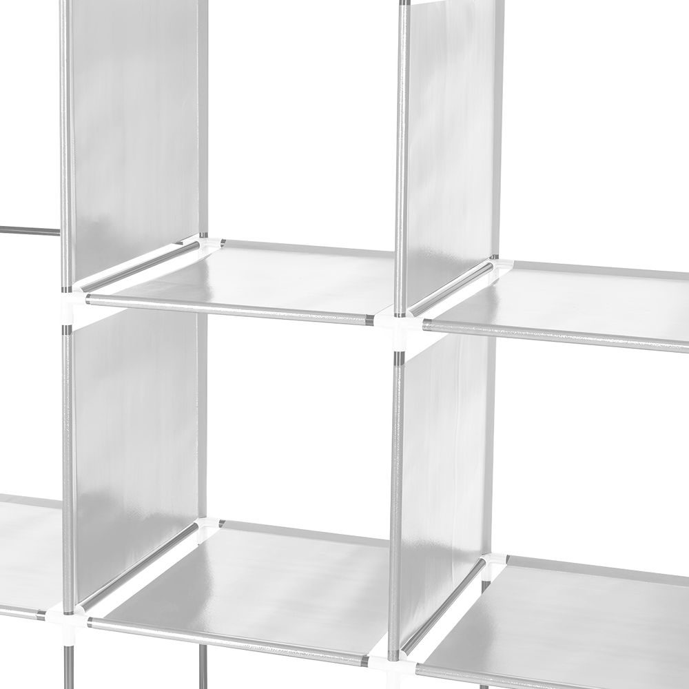 Stoffschrank 165x170x45 cm mit Kleiderstange Faltschrank Reißverschluss Seitentasche Kleiderschrank Fächern Steckschrank Textil Garderobe Retoo