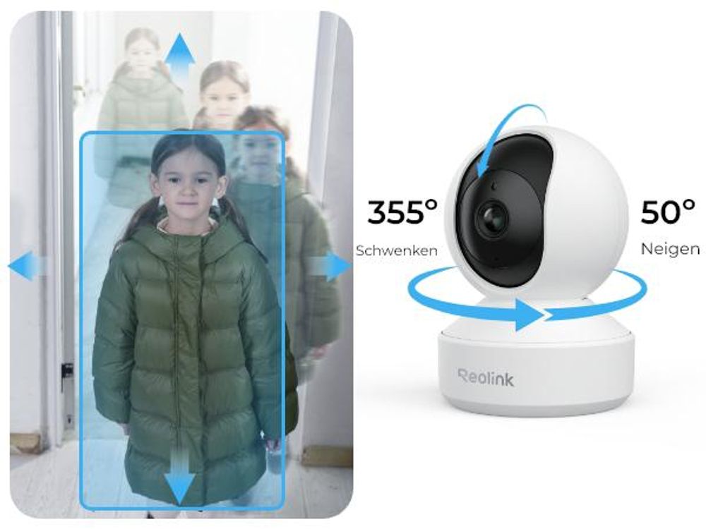 Reolink E1 Pro, 2K+ 5MP PT Indoor 2,4/5 GHz WiFi Überwachungskamera Innen, Personen-/Haustiererkennung, 360° Rundumsicht, Auto-Tracking, 2-Wege-Audio