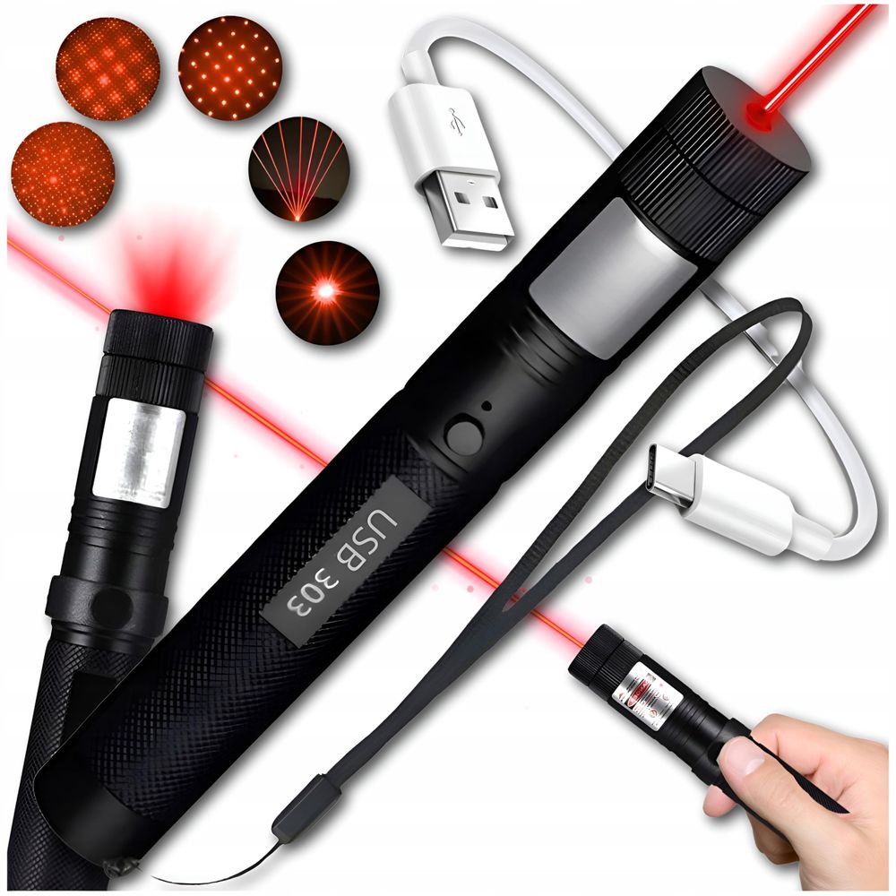 Laserzeiger Rot Usb Starker Pointer Grosse Reichweite Akku