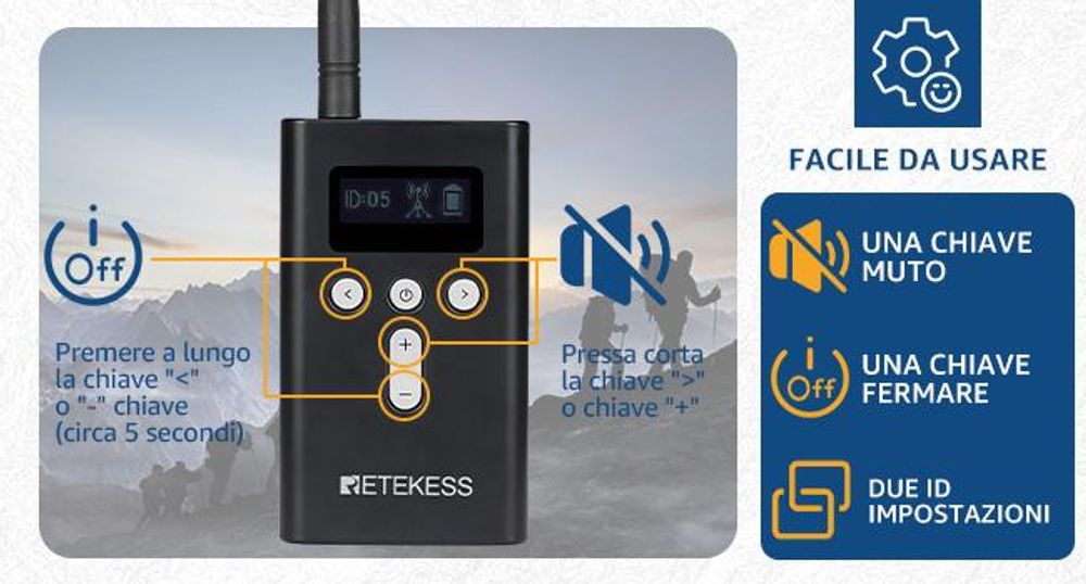 Sistema per guide turistiche Retekess T130S, 49 canali, 100 m, cuffie D, con valigetta di ricarica a 64 slot per turismo, formazione (60 ricevitori), walkie-talkie
