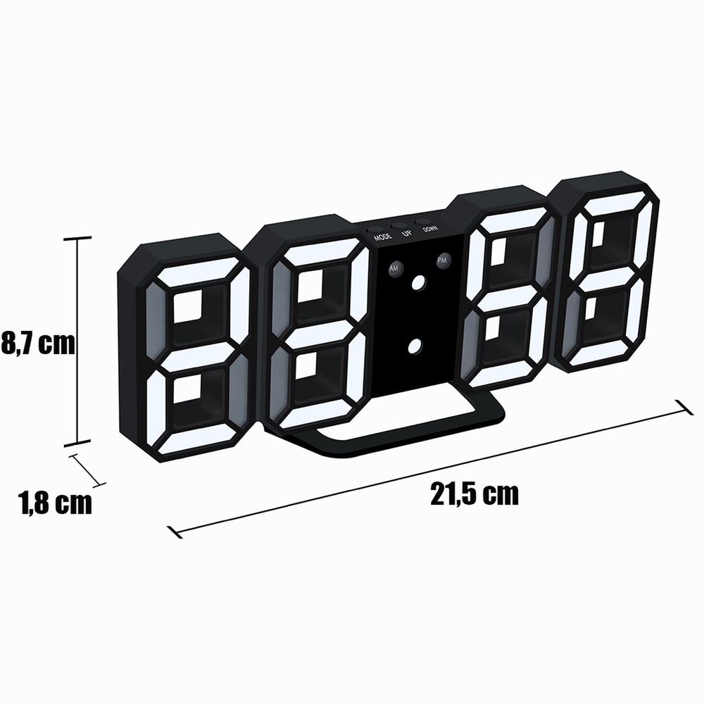 Digitaler Wecker 3D LED Digital Digitaluhr Wanduhr Datum 12h 24h USB Temperatur Alarm Clock Schlafzimmer Wohnzimmer Küche Büro Dimmbar Zeit Uhr Retoo
