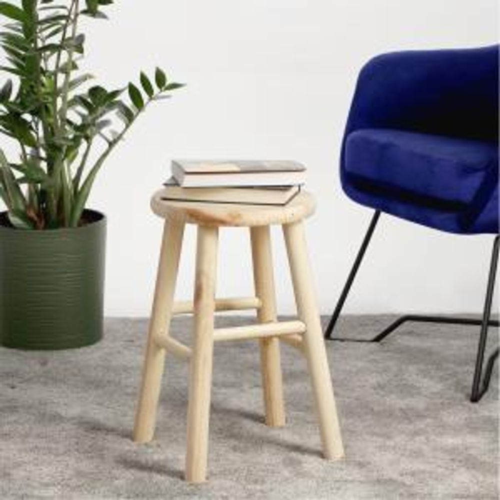KADAX Holzhocker "Falun", aus natürlichen unlackierten Kiefernholz, Sitzhocker, Tritthocker, Rund