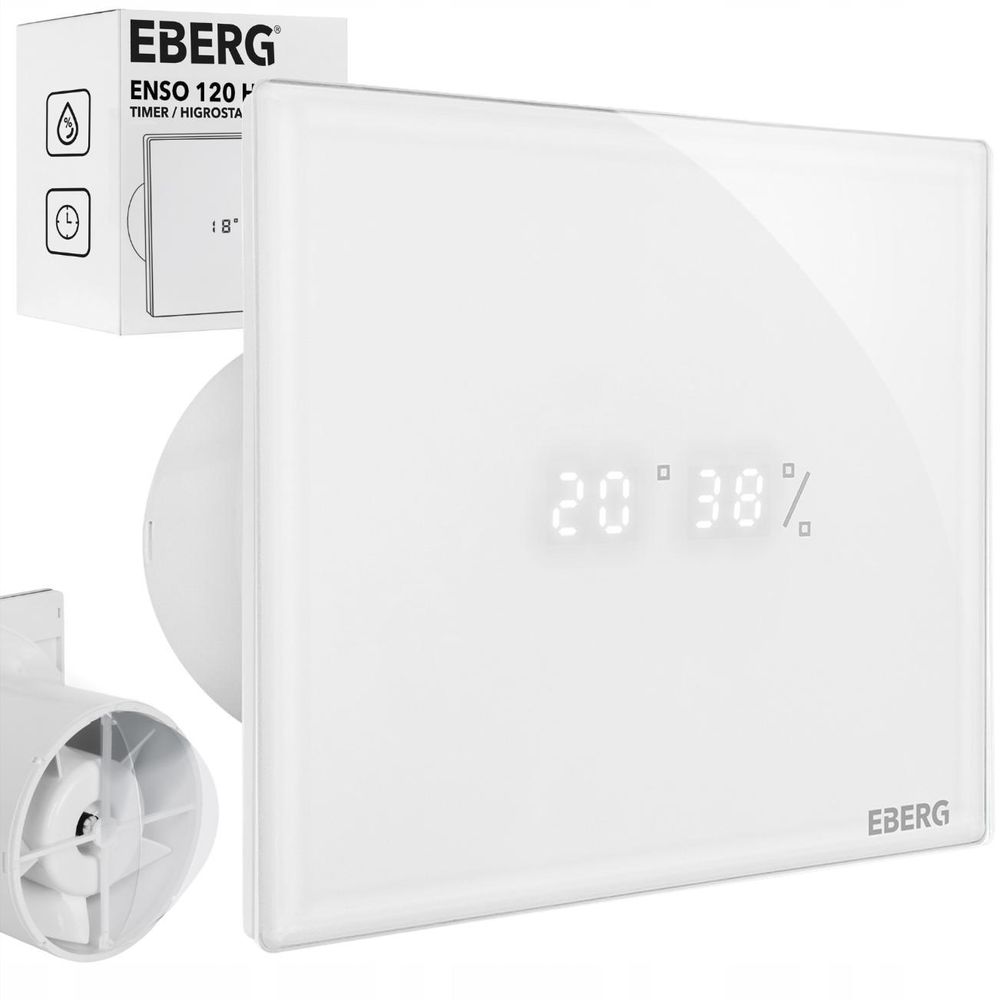 EBERG ENSO 120 W Badlüfter 120 mm Feuchtigkeitssensor Timer LED Weiß