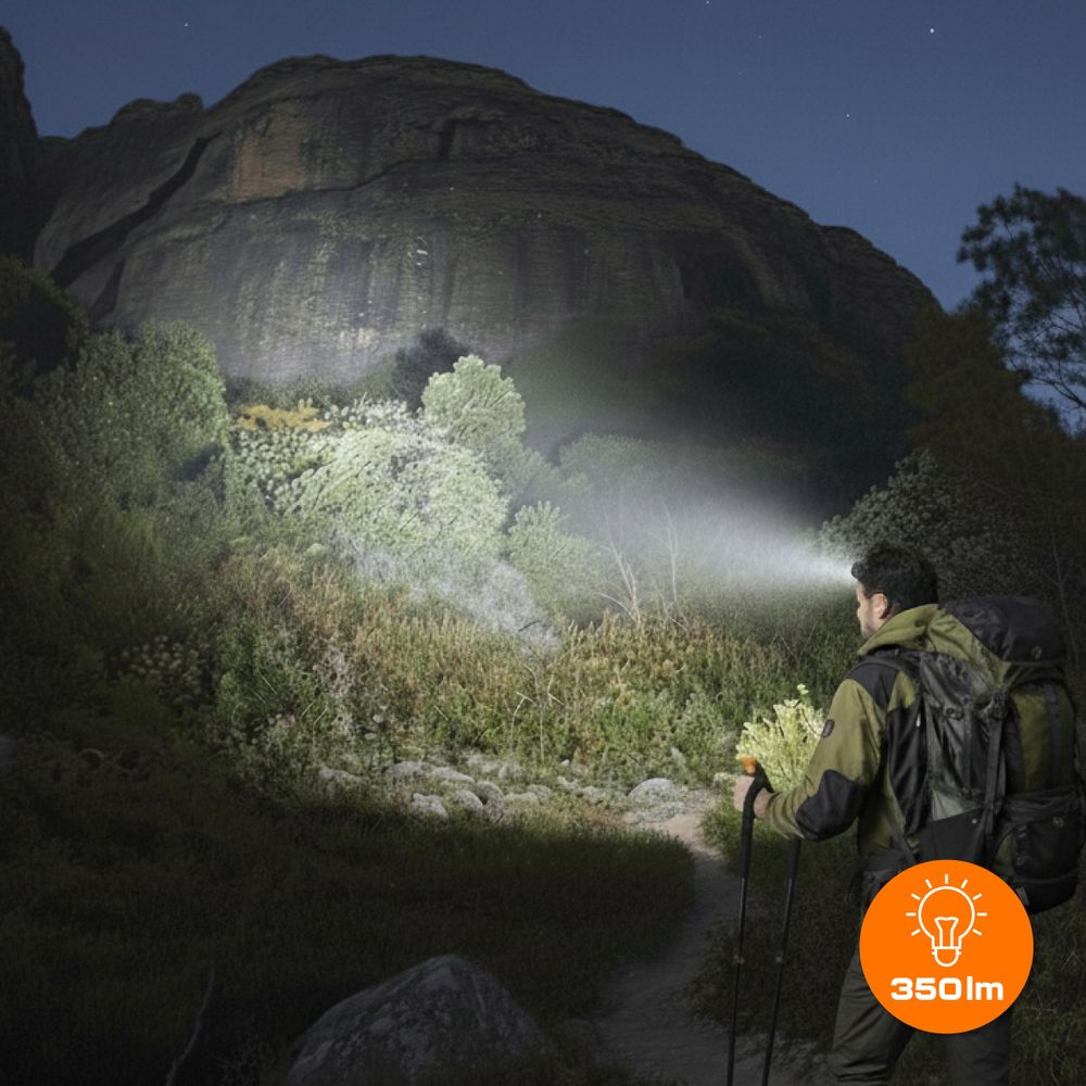 LED Stirnlampe USB-C wiederaufladbar, 270° COB Stirnleuchte mit Bewegungssensor, IPX4 wasserdicht für Joggen & Camping, EVI TECH LightCore 1200mAh