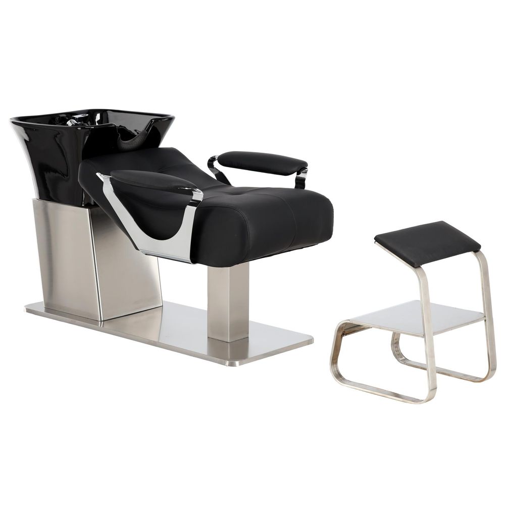 Camila - ležatý kadernícky a barber umývací box do salónu, polohovateľná keramická misa, armatúra,