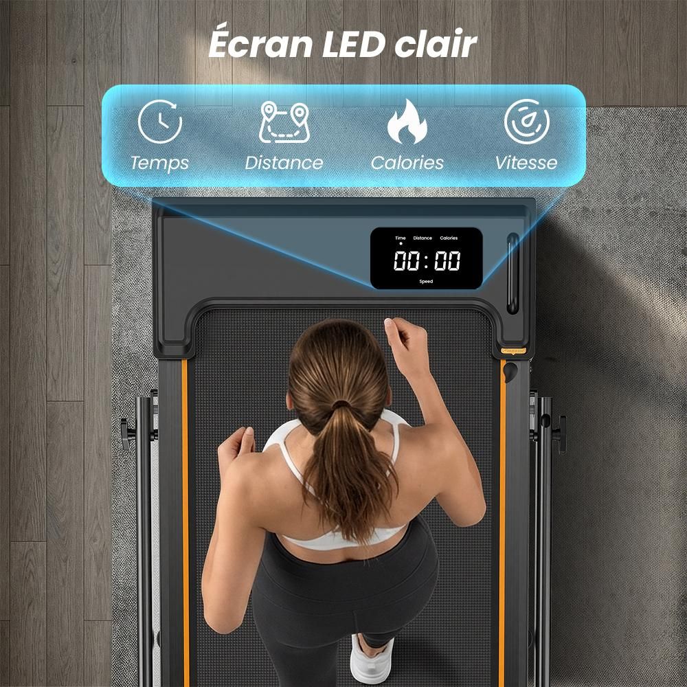 FT41 Tapis roulant 2-en-1,2.5HP, 1-10 km/h, 0-12% inclinaison manuelle, <40 dB,8 amortisseurs en silicone