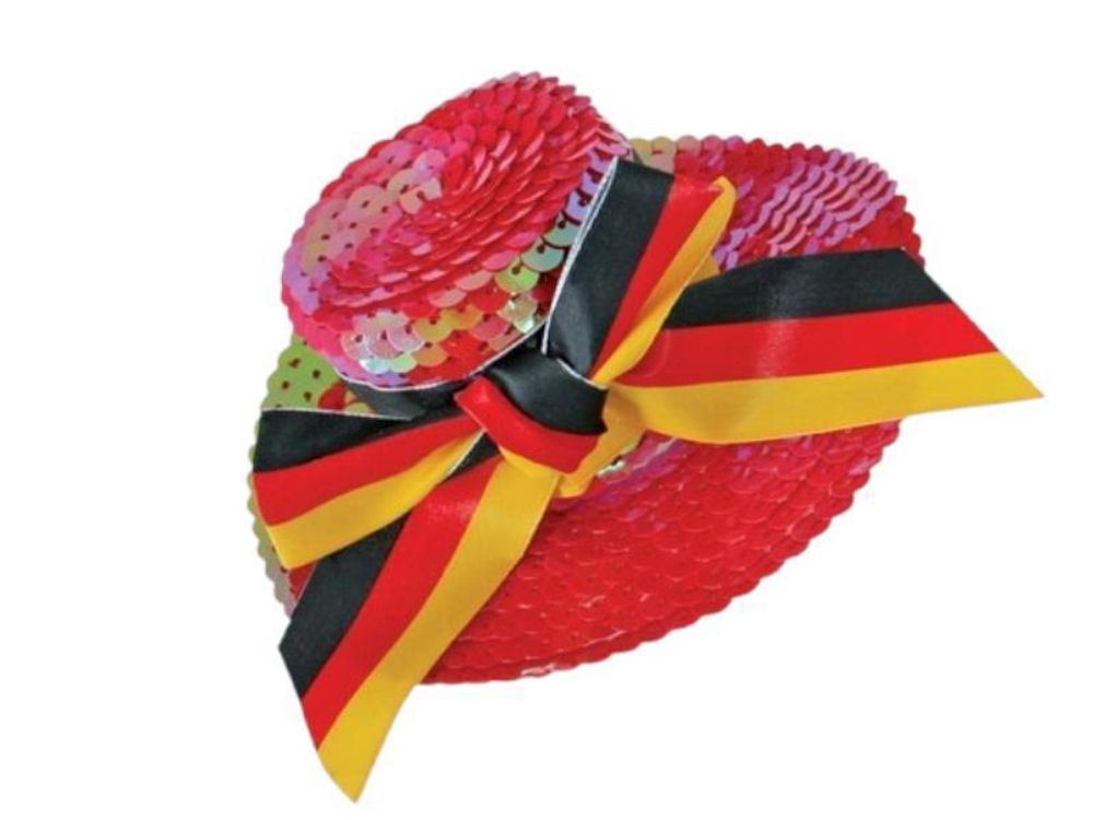 Minihut "FAN" mit Haarclip, Deutschland, Fahne, Paillettenhütchen (Rot)