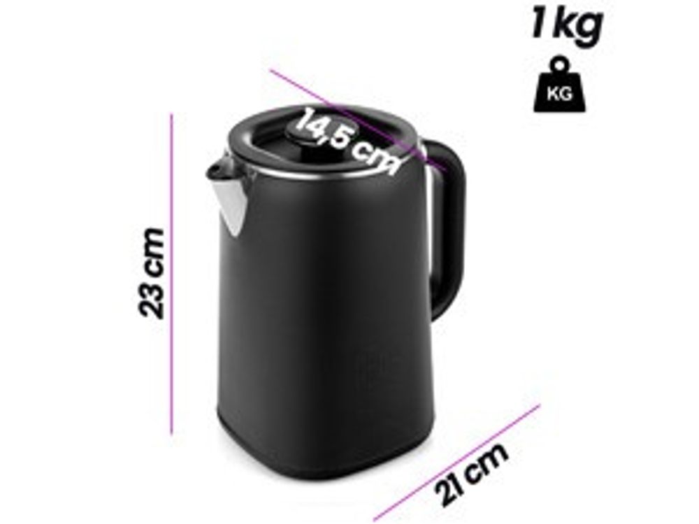 Lehmann Wasserkocher 1,7 L mit Temperaturregelung 45-100 °C, Edelstahl Wasserkessel mit Warmhaltefunktion und Touchpanel, mattes Schwarz