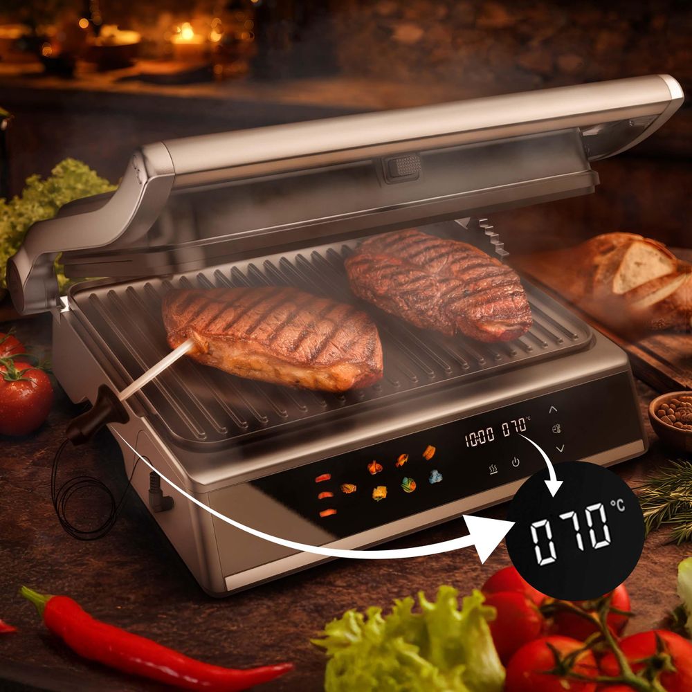 Xblitz Home Max-T Kontaktgrill, Elektrischer Tischgrill mit Temperaturregelung