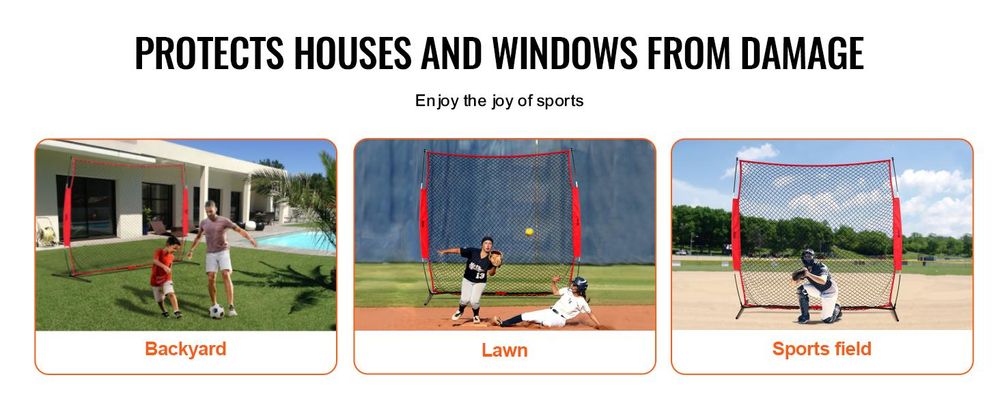 VEVOR Barricade Backstop Netz, 7x7 ft Ball Sport Barriere Netz, Tragbare Übungsgeräte mit Tragetasche, Schutzschirm für Baseball Softball Lacrosse Fußball Hockey Training, für den Garten